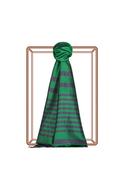 ipekevi Emerald Focus Meridian Stripes șal de mătase