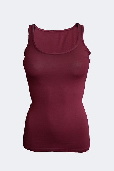 Malabadi Women's Claret Red Modal Long Tank Top 143