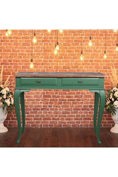 ROYS AHŞAP Ahşap 120 Cm Çekmeceli Yeşil Koyu Ceviz Dresuar