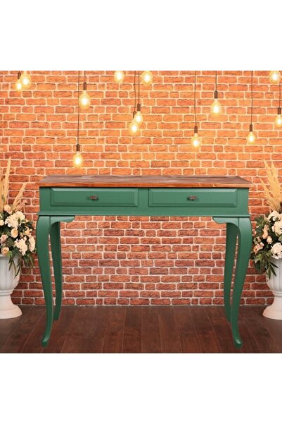 ROYS AHŞAP Ahşap 100 Cm Çekmeceli Yeşil Açık Ceviz Dresuar