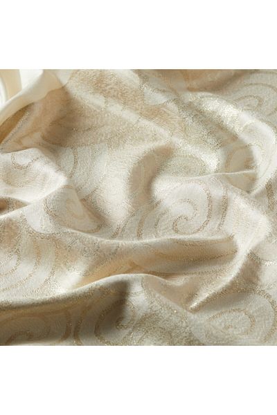 ipekevi Cream Glitter Spiral Patterned Silk Shawl