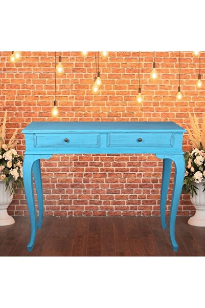 ROYS AHŞAP Ahşap 100 Cm Çekmeceli Turkuaz Eskitme Dresuar