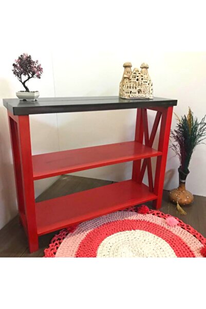 ROYS AHŞAP Ahşap 120 Cm Kırmızı Siyah Masif Dresuar