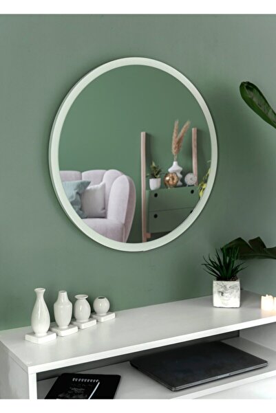 nysamo Tarz Design 58 Cm Beyaz Dekoratif Yuvarlak Antre Hol Koridor Duvar Salon Mutfak Banyo Wc Ofis Aynası