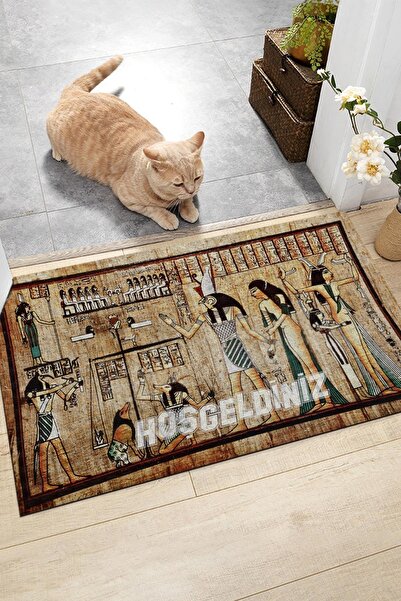 Buket Home Antik Mısır Kapı Önü Paspası Dekoratif Kapı Paspası Dış Mekan Paspas Ev Içi Paspası