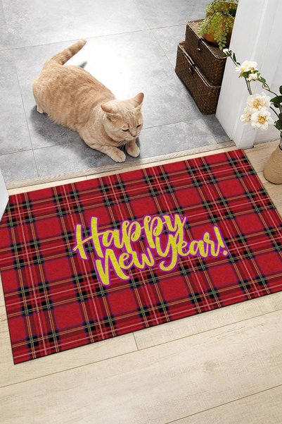 Buket Home Plaid New Year Door Mat Decorative Door Mat Outdoor Door Mat Home Door Mat