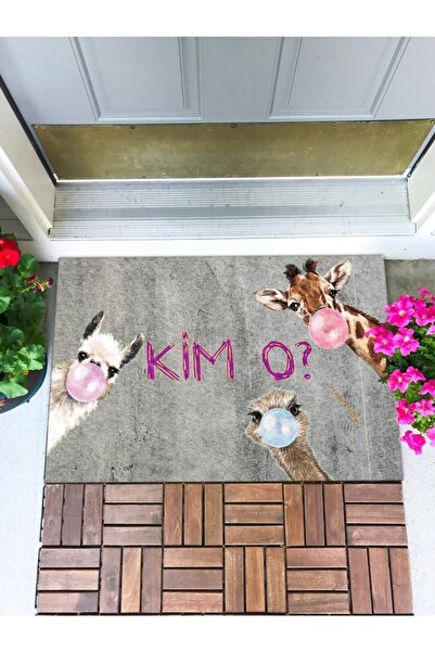 Buket Home Kim O Kapı Önü Paspası Dekoratif Kapı Paspası Dış Mekan Paspas Ev Içi Paspası