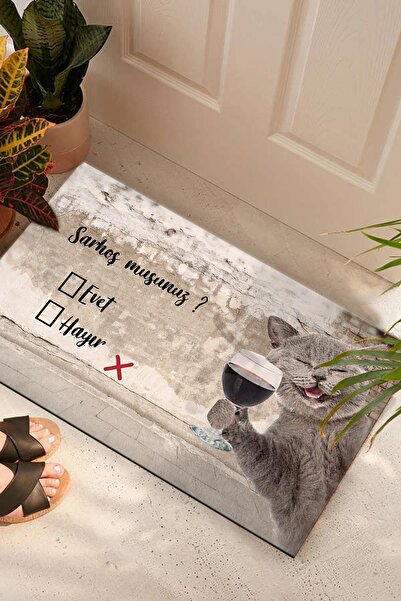 Buket Home Sarhoş Musun Kapı Önü Paspası Dekoratif Kapı Paspası Dış Mekan Paspas Ev Içi Paspası