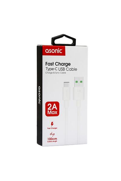 Asonic As-x406 2a Type-c 1m Beyaz Data + Şarj Kablosu