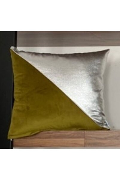 KIRLENTİM Kaki Somot Srebrna folija prugasta traka Navlaka za jastuk