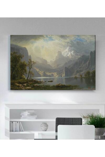 StellaStore Albert Bierstadt Taho Gölü Kıyısında Dağlar Kanvas Tablo