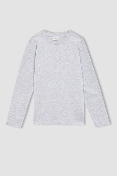 DeFacto Boys Back to School Regular Fit Basic Crew Neck Long Sleeve Combed Cotton T-Shirt