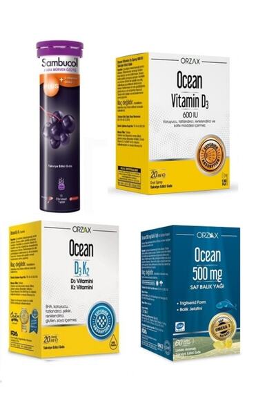 Sambucus Sambucol Plus 15 Tablet + Balık Yağı 60 Kapsül + D3k2 20 Ml + D3 600...