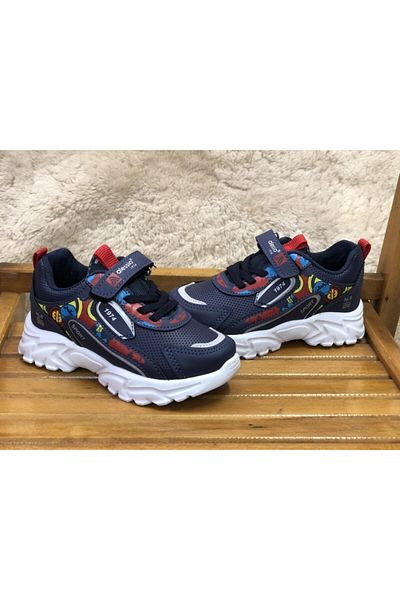 Alessio Navy Blue - Children's Winter Thick Sole Colored Sports Shoes