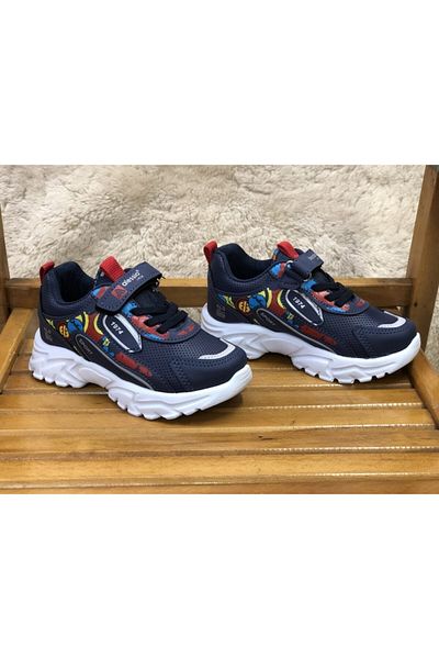 Alessio Navy Blue - Children's Winter Thick Sole Colored Sports Shoes