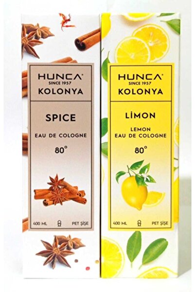 Hunca Kolonya 2'li Set "limon Spıce" 400 Ml Pet Şişe