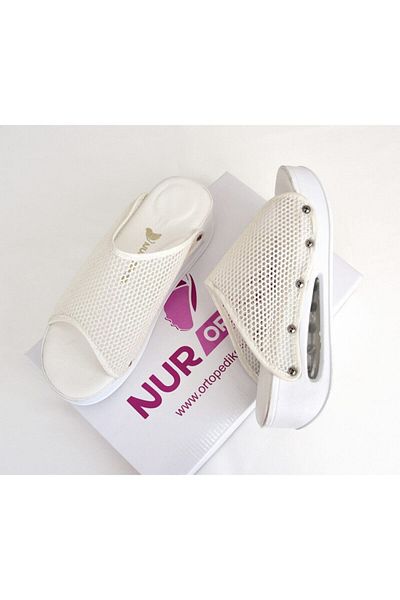 Nur Ortopedi Unisex Ecru Color Mesh Open Model Airmax Slippers