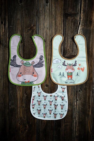 Mai Perla Deer Themed Cotton Microfiber Unisex Baby Food Bib