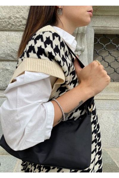 GREYWORK Women's Houndstooth Patterned Knitwear Sweater