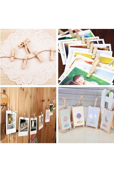 1001 LED 100 Pieces 2.5 Cm Mini Wooden Pegs - Multifunctional Photo Hanger