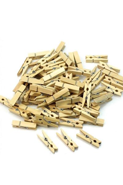 1001 LED 100 Pieces 2.5 Cm Mini Wooden Pegs - Multifunctional Photo Hanger