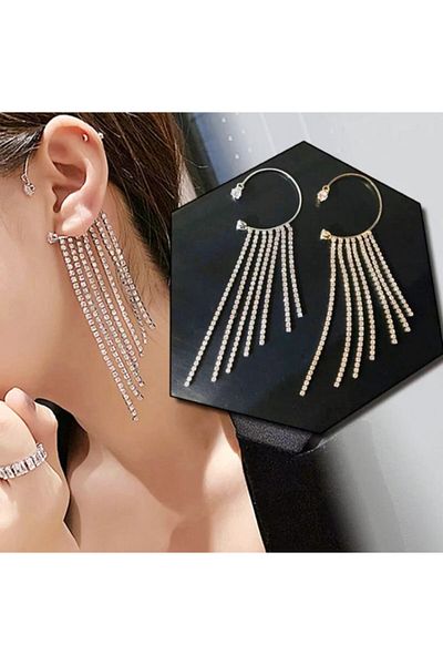 VS ACCESSORY كريستال تتدلى أقراط الحجر الفضي