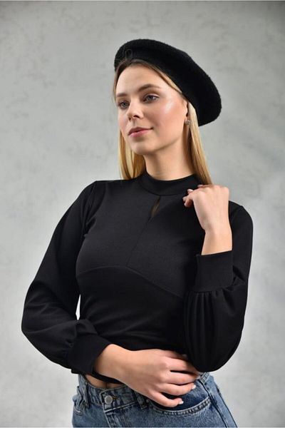 VOLT CLOTHİNG Women's Black Drop Crepe Blouse