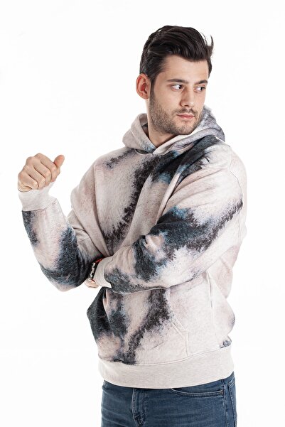 WELLHS Unisex Batik Desenli Kapüşonlu Oversize Sweatshirt