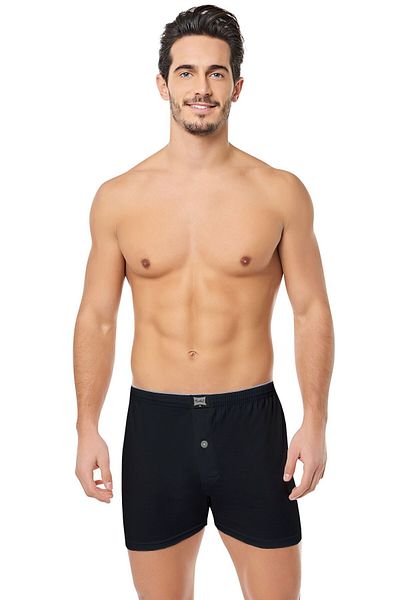 Tutku Men's 2-Piece Black Combed Cotton Buttoned Boxers Mrt0117s2