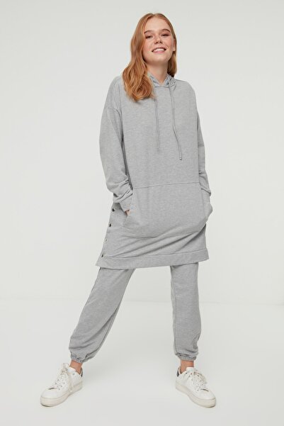 Trendyol Modest Sweatsuit-Set - Grau - Regular Fit