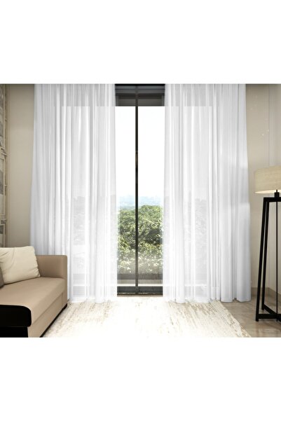 lüks House Lüks Düz Grek Tül Perde Kurşunlu 1 E 3 Sık Pile, Ekru ( Kırık Beyaz).