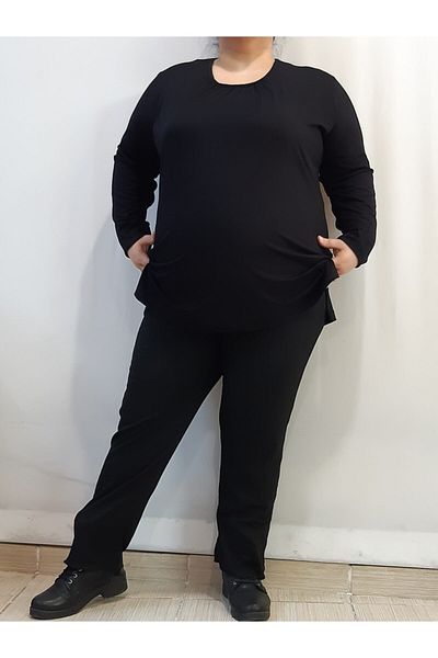 Mertcan Butik Black Combed Cotton Viscose Pajama Set