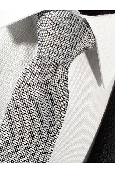 BLC Basic Line Co. Silver Gray Color Dobby Tie Handkerchief Set