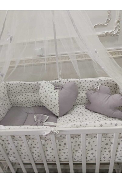 babyen1 50*90 Grı& Yıldızlı Bebek Uyku Seti Cibinlik Aparatlı ( Beşik Hariç)