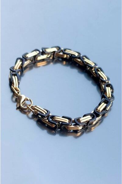 TREND COLLECTİON Kral Model Erkek Altın-siyah Paslanmaz Çelik Bileklik