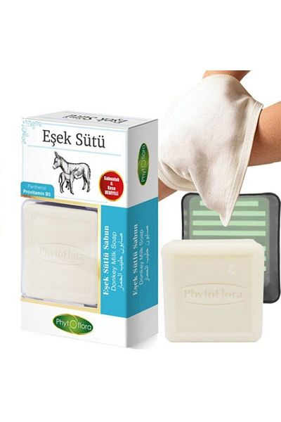 Phytoflora صابون حليب بنمط الحمار - هدية مع كيس وموزع صابون