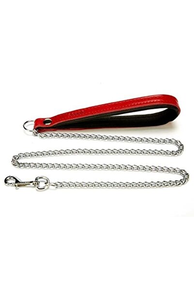 Doggie Confort Leather Handle Chain Travel Red 2X100