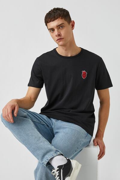 Koton Tricou negru pentru bărbați 2YAM11660HK