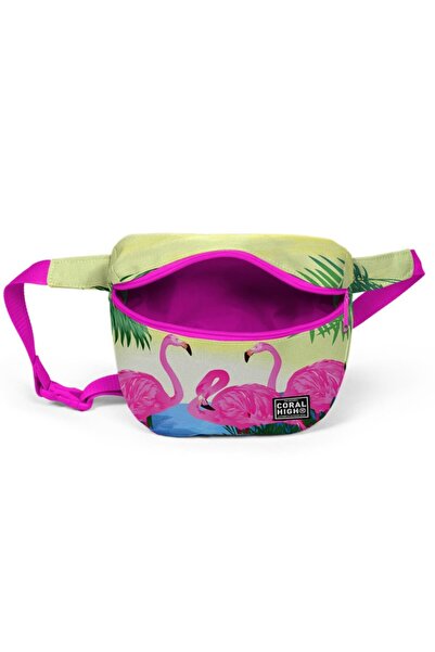 Coral High Pink Flamingo Patterned Waist Bag 22592