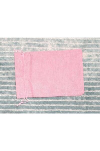 Malinka 2 Adet Hasır Kese Çanta Torba Hediyelik Kese Keten Pembe Rengi 26x17,5 Cm