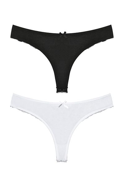 Zena Cotton Lace String Women's Panties - Set of 2