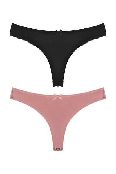 Zena Cotton Lace String Women's Panties - Set of 2