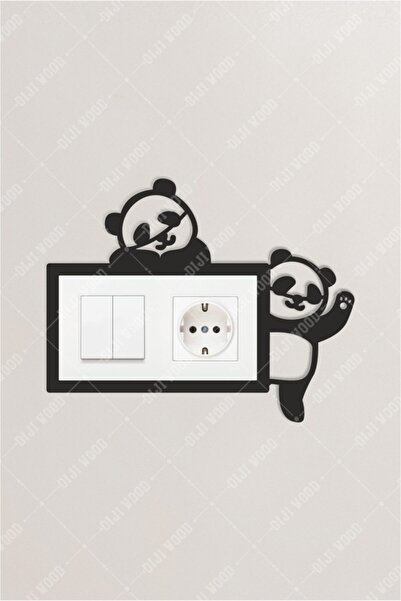 Diji Wood Panda Dekor Çocuk Odası Priz Çerçevesi