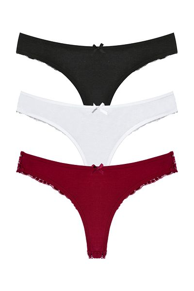 Zena Cotton Lace String Women's Panties - Set of 3
