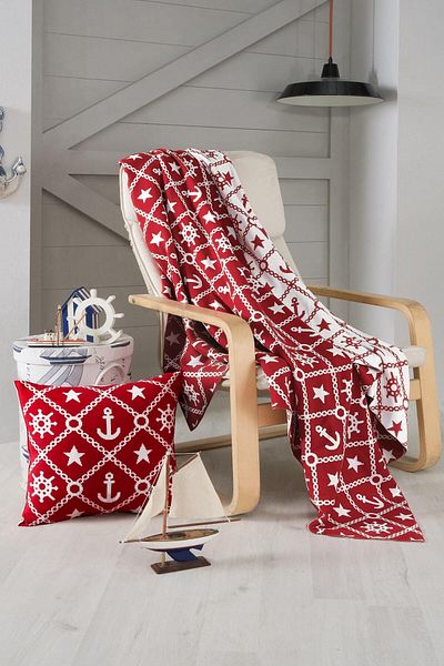 Miespiga Marine Pattern Knitwear TV Blanket Sofa Shawl And Throw Pillow Cover