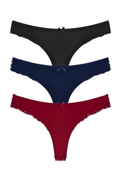 Zena Cotton Lace String Women's Panties - Set of 3
