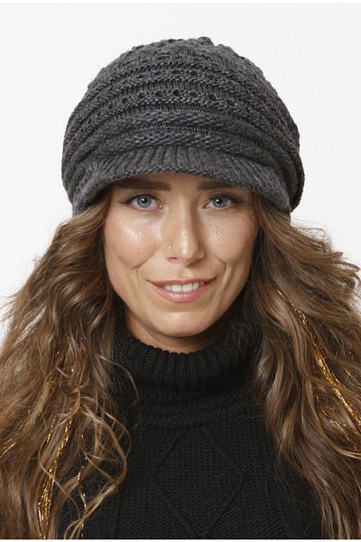 Vemod Brim Lined Knitwear Knitted Beret Anthracite