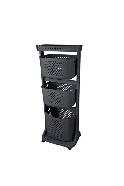 Titiz Tp750 Antrasit Katkat Organizer Sepet 3 Katlı Sepet Banyo Mutfak Oyunca...