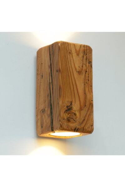 HÜMA Tasarım Yansıtma Tasarımlı Çift Yönlü Ahşap Salon Duvar Aplik Avize (2 Adet Led Ampul Dahil)