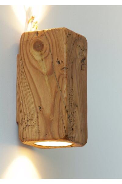 HÜMA Tasarım Yansıtma Tasarımlı Çift Yönlü Ahşap Salon Duvar Aplik Avize (2 Adet Led Ampul Dahil)